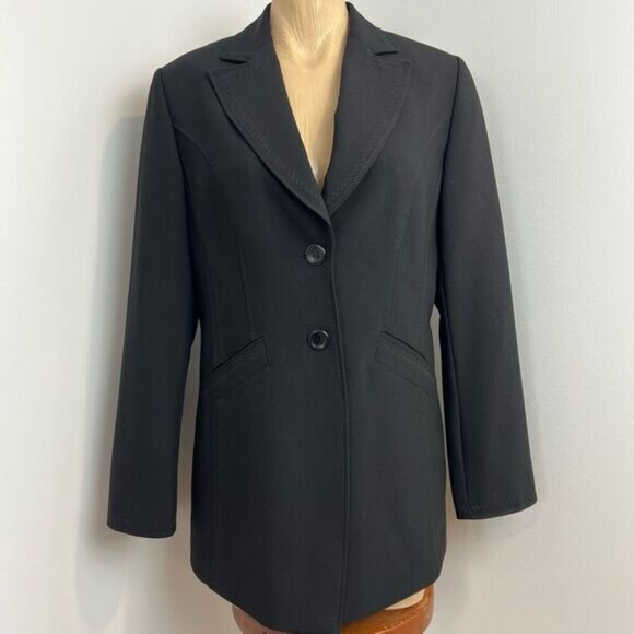 Vintage Taifun Collection Women’s US 10 Black Classic 2 Button Suit Jacket Blaze - Picture 1 of 15